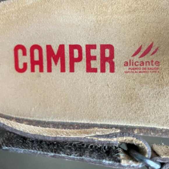 Camper Alicante Leather Strappy Sandals w Velcro Close Chocolate Brown Sz 37 - Picture 8 of 14